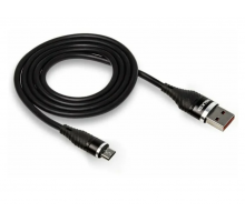 Шнур USB- micro 2м.WALKER,C735 (3.1A) прорезиненный,черный