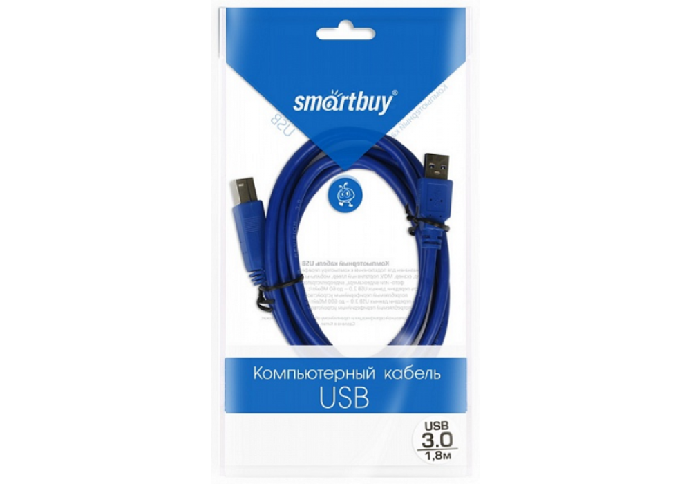 Шнур USB 3.0 SMARTBUY A>B 1.8м.K555
