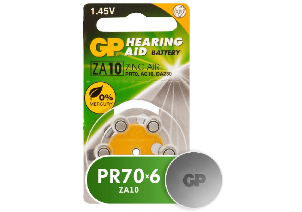 Батарейка ZA10 GP BL6 Zinc Air 1.45V