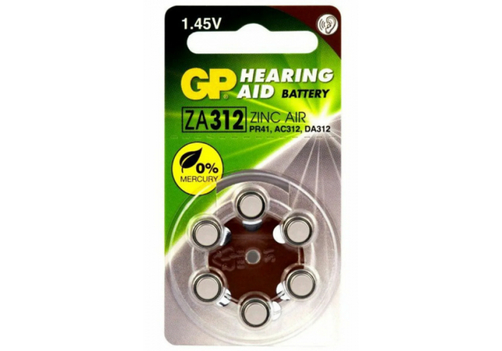 Батарейка ZA312 GP BL6 Zinc Air 1.45V