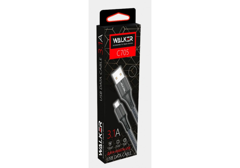 Шнур USB/TYPE-C WALKER C705 (3.1A) чёрный