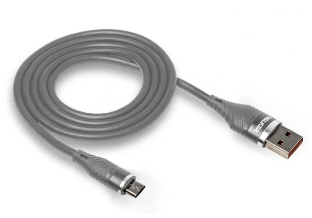 Шнур USB- micro 1м.WALKER,C735 (3.1A) прорезиненный,серый