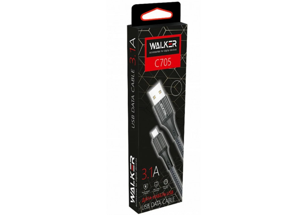 Шнур USB- micro 1м.WALKER,C705 (3.1A) синий