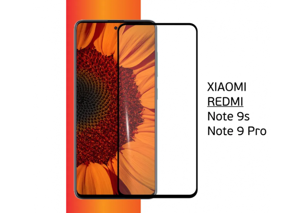 Защитное стекло Xiaomi Redmi Note 9 Pro,Ceramic Clear, черный,п/к,т/п