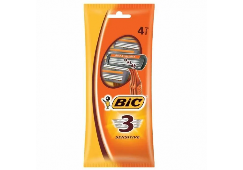 Бритва BIC "БИК 3" 3 лезвия пластиковая ручка 4шт