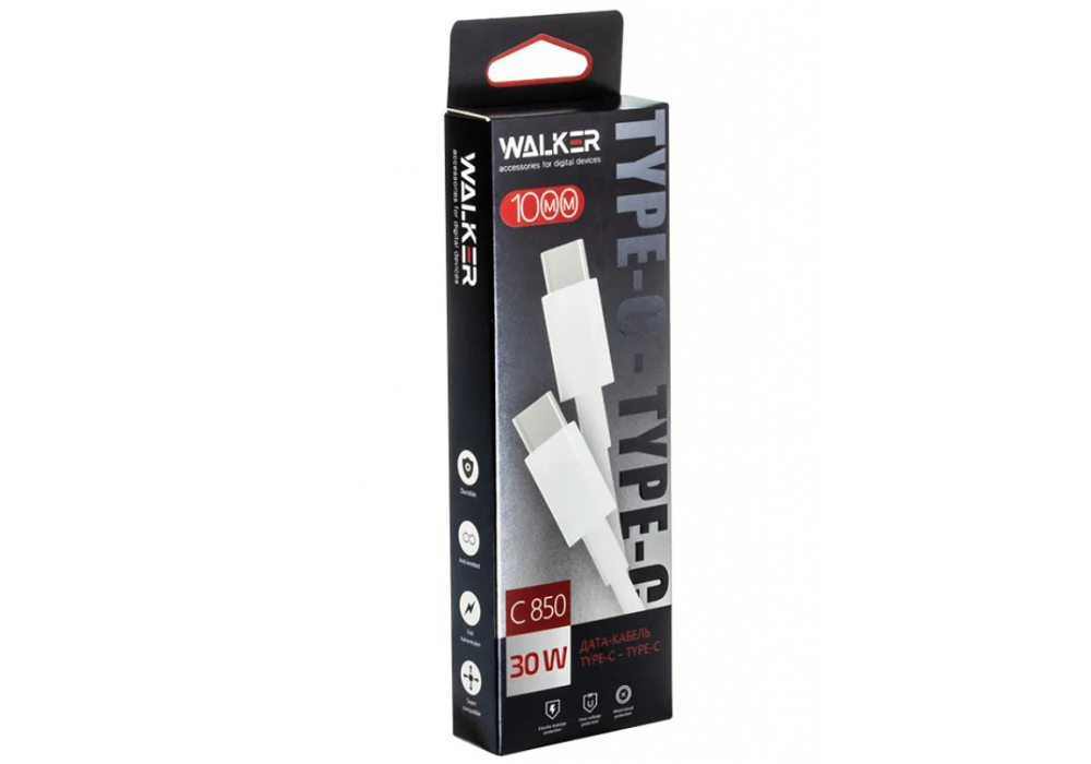 Шнур TYPE-C/TYPE-C 1м, 60W WALKER C850