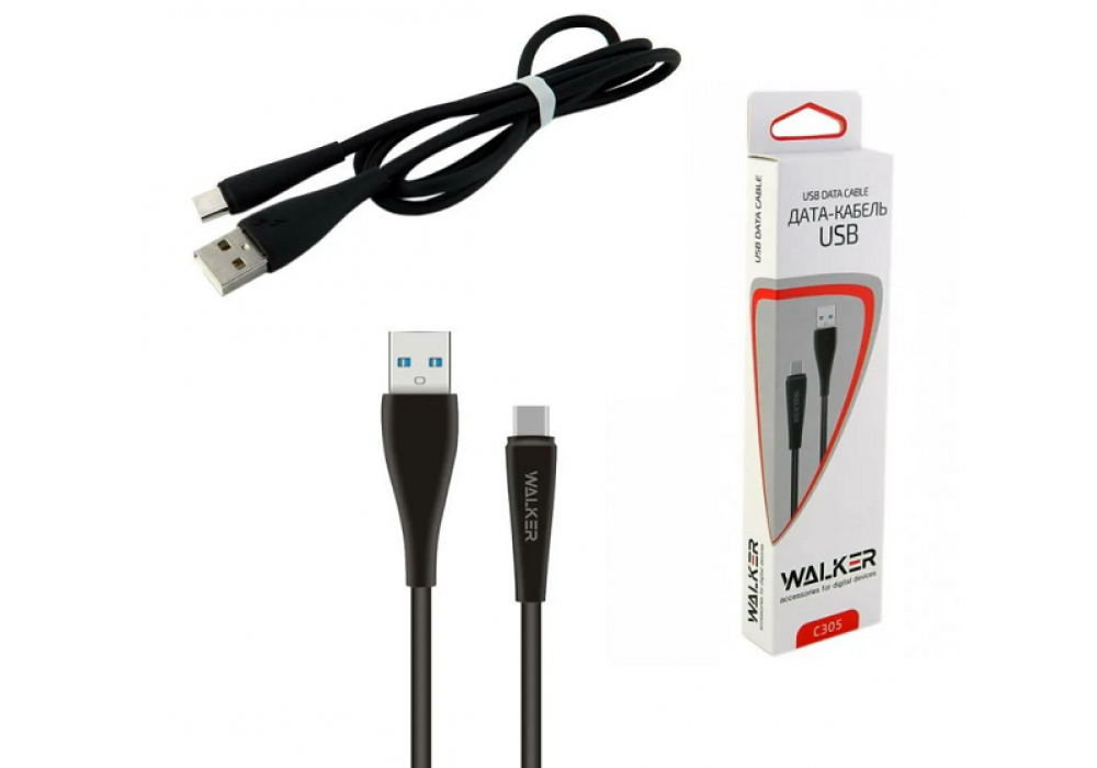 Шнур USB/TYPE-C WALKER C305,черный