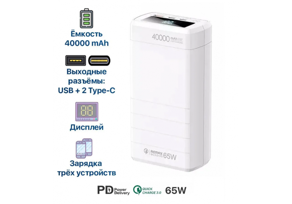 Аккум.внешний 40000mAh Remax RPP-184 LEADER,черный
