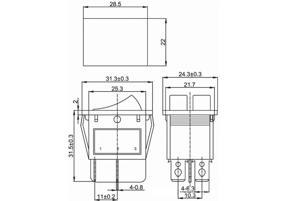 Тумблер ( 2 клав) зелёный RWB-511/36-2412,SC-797
