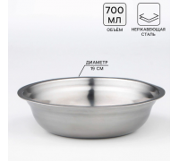 Миска 700 мл,19x5см,нержавеющая сталь,3566037