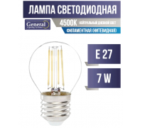 Лампа LED филамент G45 E27 7W 4500K GE 648100