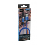 Шнур USB/TYPE-C 1м.FaisON HX14 ALUM,голубой,ткань