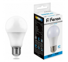 Лампа LED A60 7W E27 4000K Feron LB91