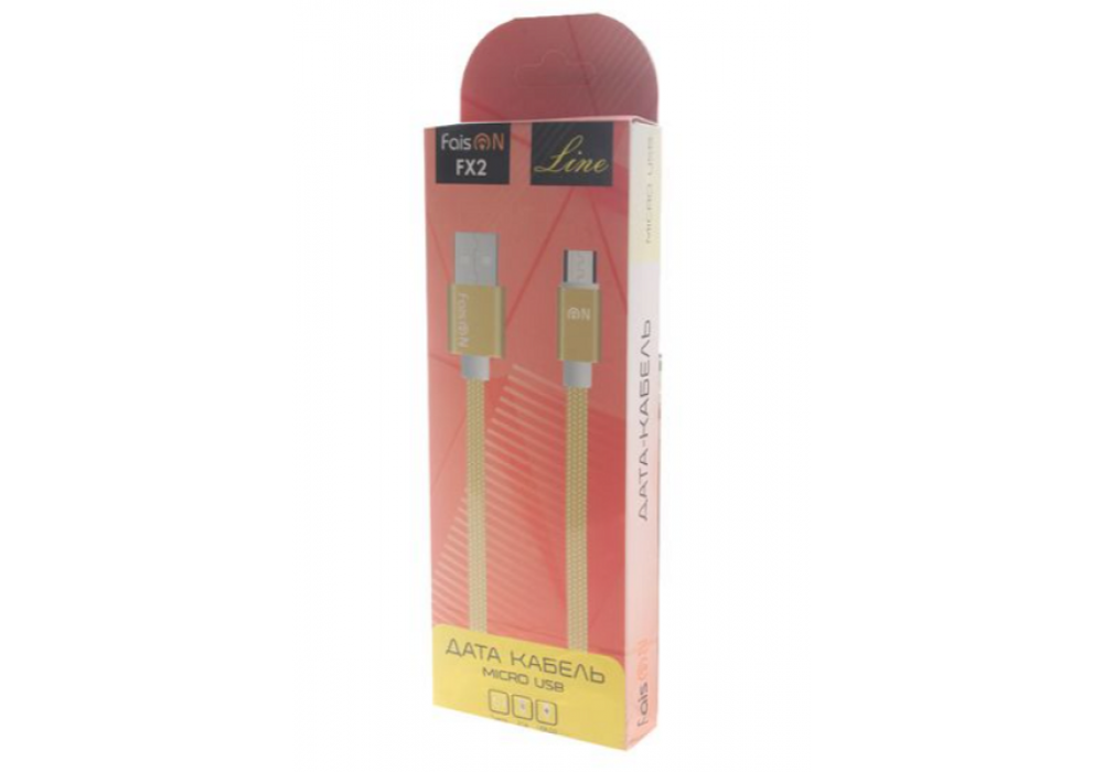 Шнур USB- micro 1м.FaisON FX2,золото