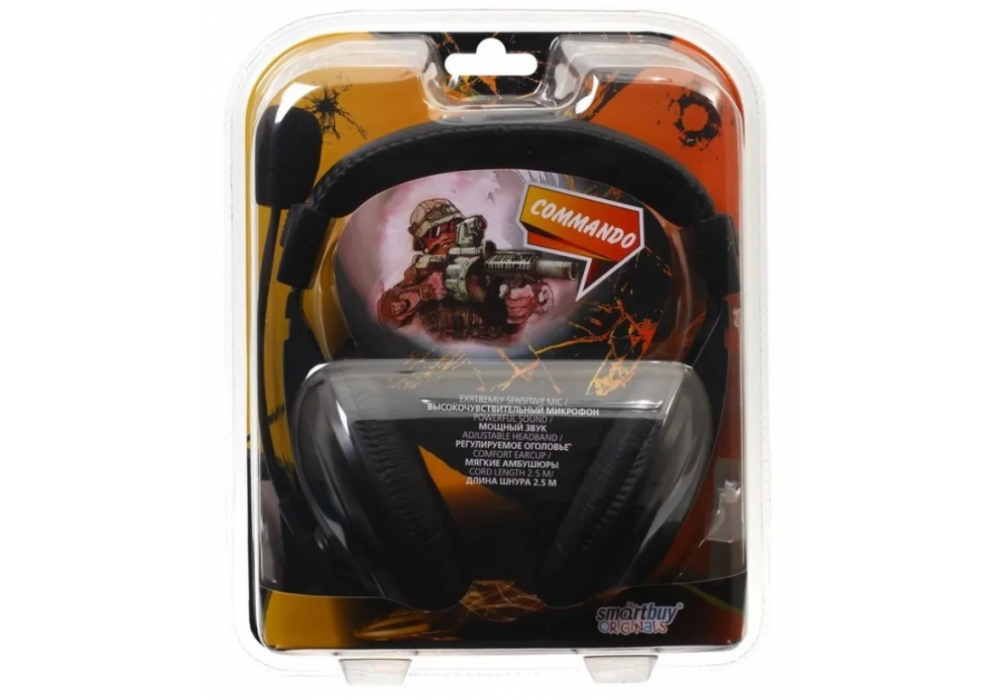 Гарнитура SBH-7000, COMMANDO, mini Jack 3.5 мм, 2.5 м, чёрный