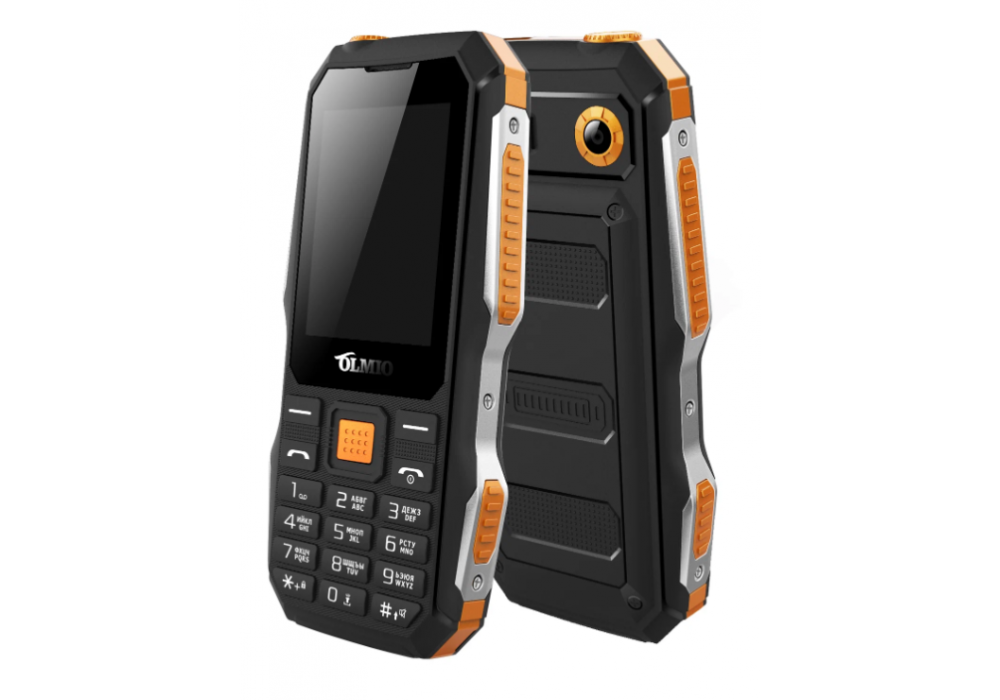 Телефон мобильный Olmio X04 (2,4",4000mAh, 2 SIM, камера, противоударный) черно-оранжевый