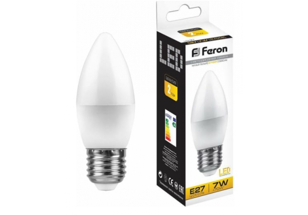 Лампа LED E27 7W 2700K Feron LB97 свеча на ветру
