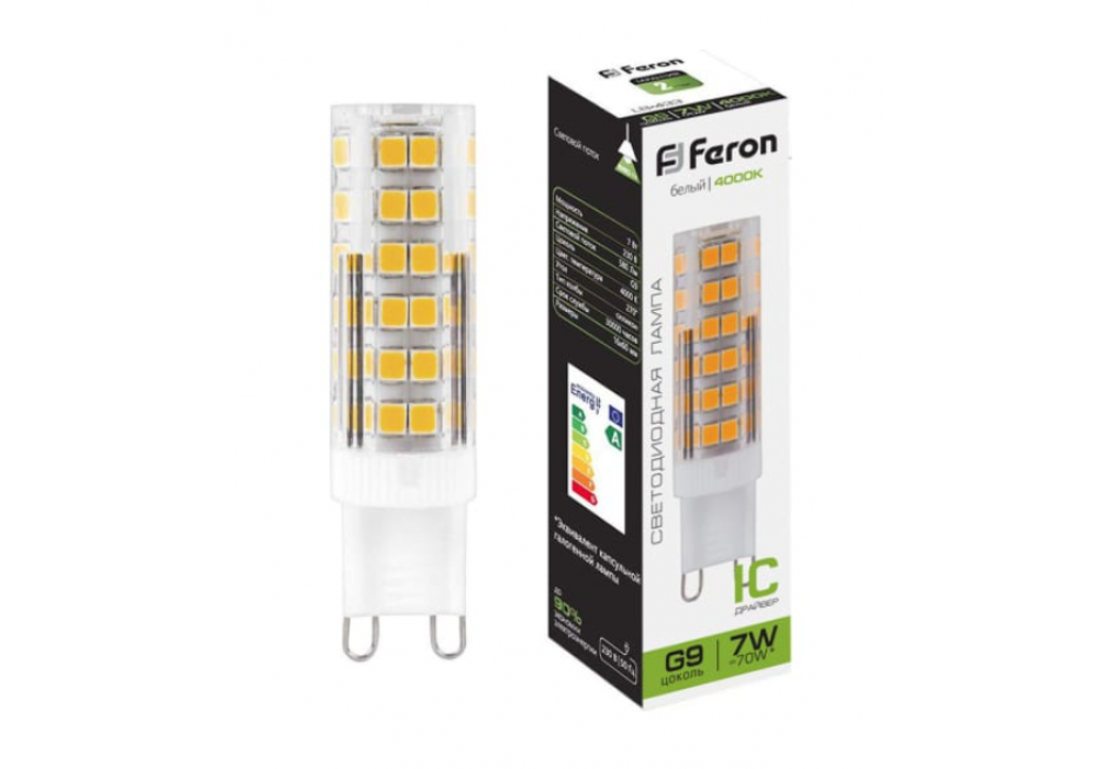 Лампа LED G9 7W 230V 4000K Feron LB433