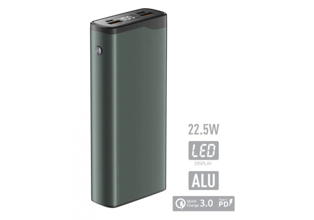 Аккум.внешний 20000mAh Power Bank Olmio QS-20 USB QC3.0 + USB-C PD 22.5W, компактный корпус