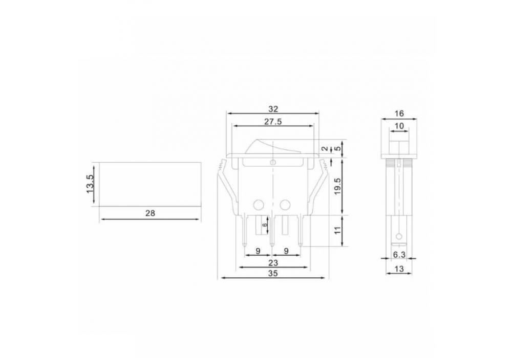 Тумблер 250В 15А (3с)ON-OFF LED,RWB-413,SC-788,36-2226