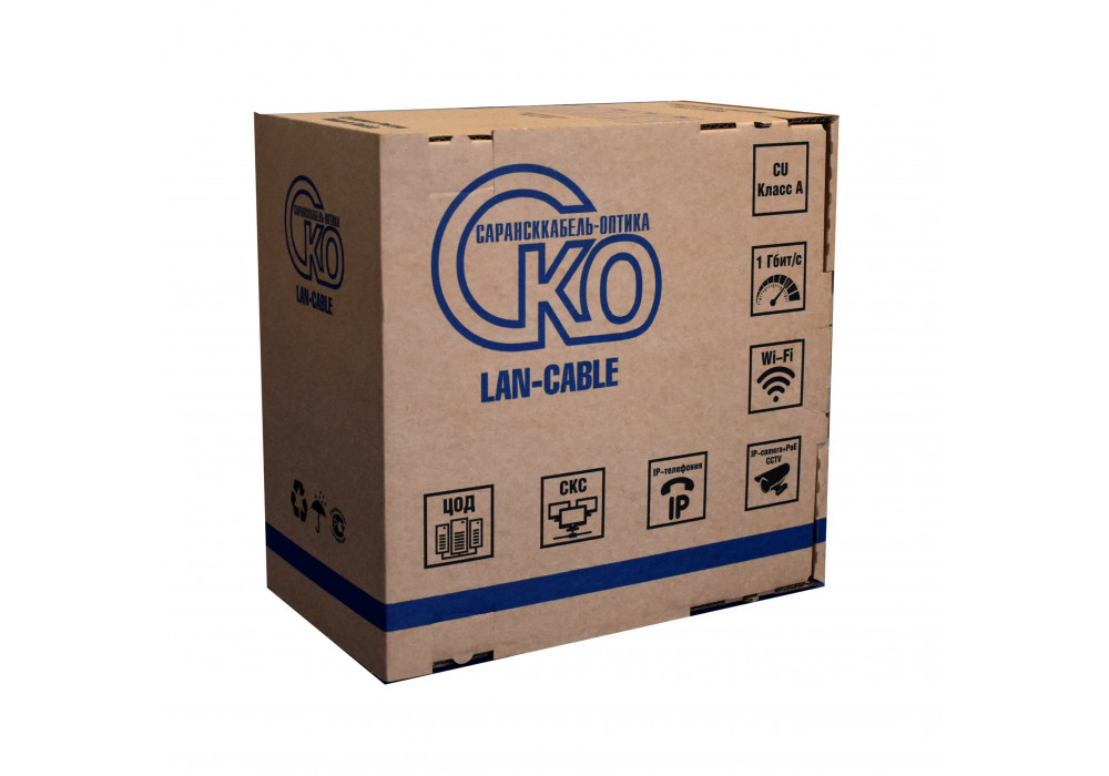 Кабель витая пара (внутрен.) (патч-корт) U/UTP 4x2x24AWG Cat 5е PVC, медь, Medium Indoor, СКО