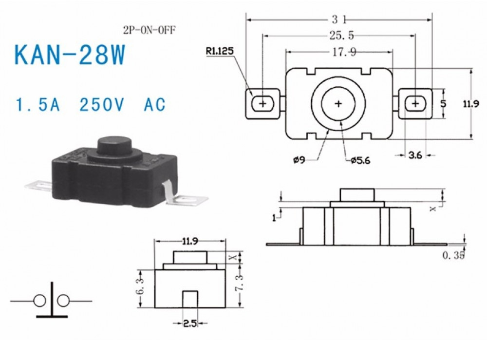 Кнопка с фиксацией KAN-28 BIG,4315