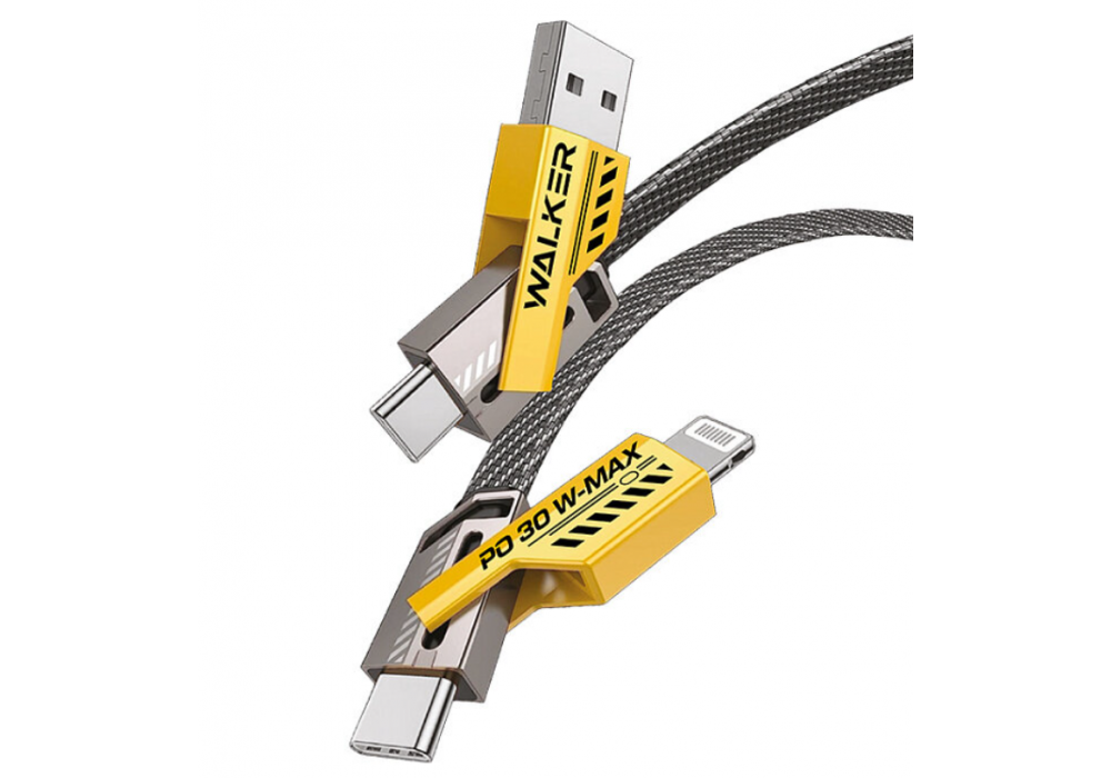 Шнур USB 4в1 USB/Type-C-Type-C/Lightning WALKER C980 нейлон