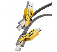 Шнур USB 4в1 USB/Type-C-Type-C/Lightning WALKER C980 нейлон