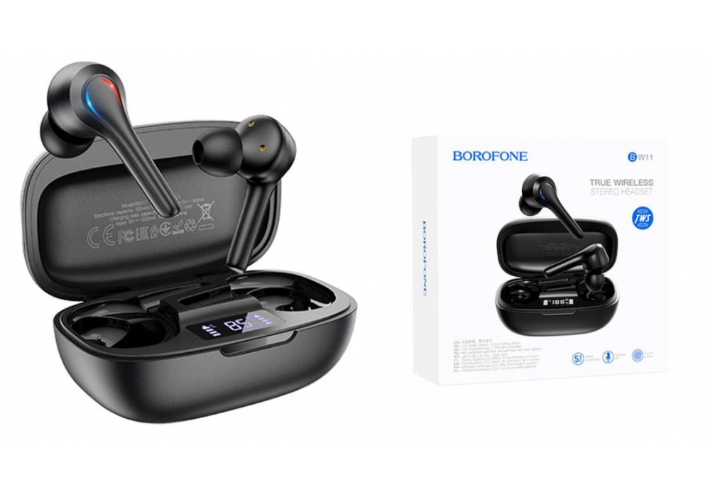 Наушники BT Borofone BW11 Graceful sound,TWS,черный