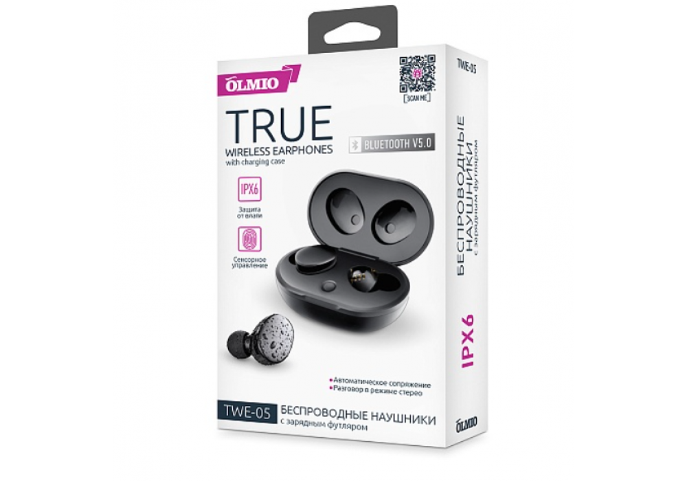 Наушники BT,Partner/Olmio True TWE-05,черные