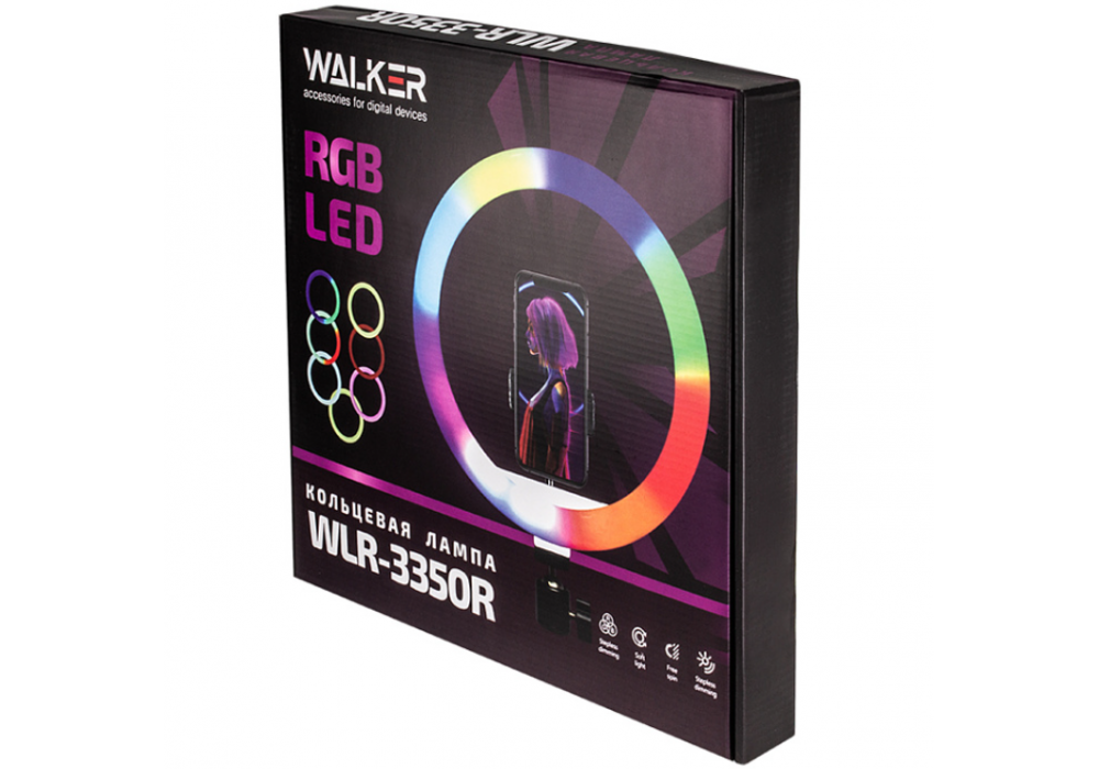 Селфи-лампа,33см КОЛЬЦО WALKER WLR-3350R RGB!!!