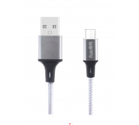 Шнур USB- micro 1м.FaisON HX14 ALUM,серебро/черный,ткань