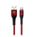 Шнур USB- micro 1м.Faison HU31,красный,ткань