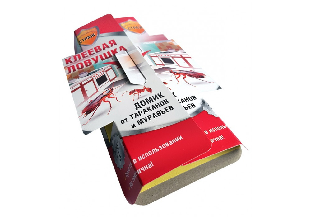 Ловушка клеевая от тараканов и муравьев Домик 1шт.Бдительный страж ST920