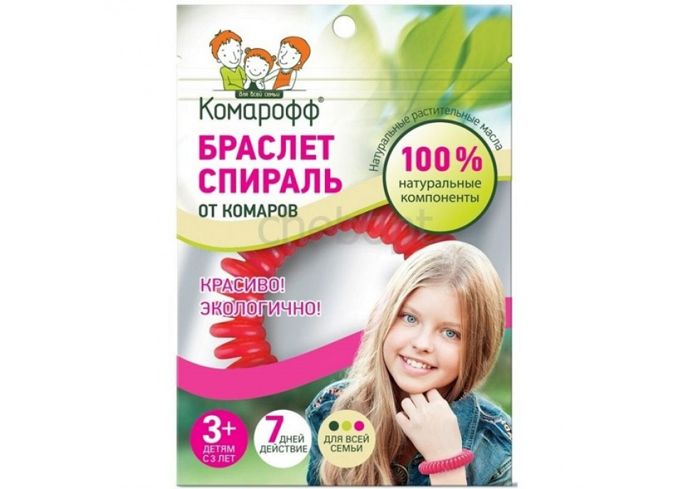 Антимоскитный браслет-спираль,силикон КОМАРОФФ 0600/656470
