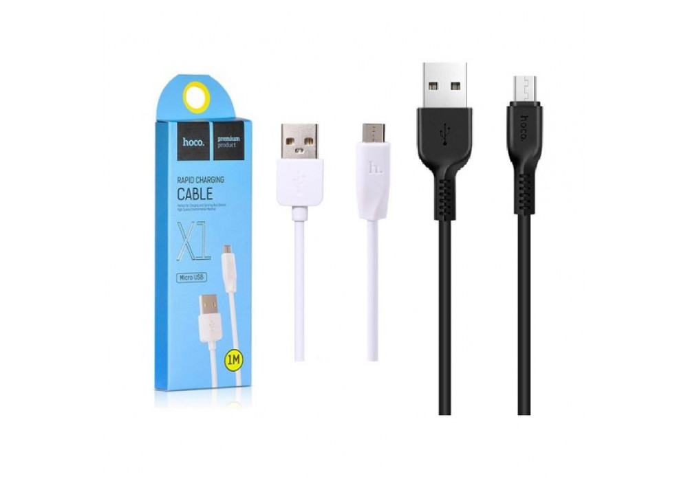 Шнур USB- micro 1м.HOCO X1 белый/черный