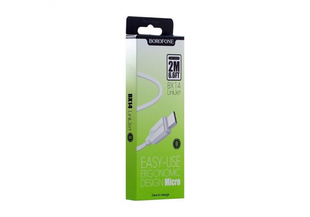 Шнур USB- micro 2м.Borofone BX14, белый