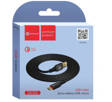 Шнур USB- micro 1м.DREAM QC3.0,DC03,черный