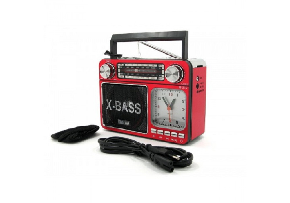 Радиоприемник M-U35/U36 (USB+фонарь)часы