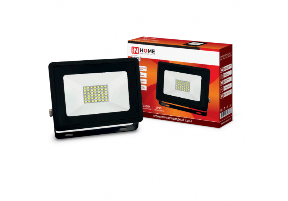 Прожектор LED /30W/6500K/IP65 IN HOME СДО-8