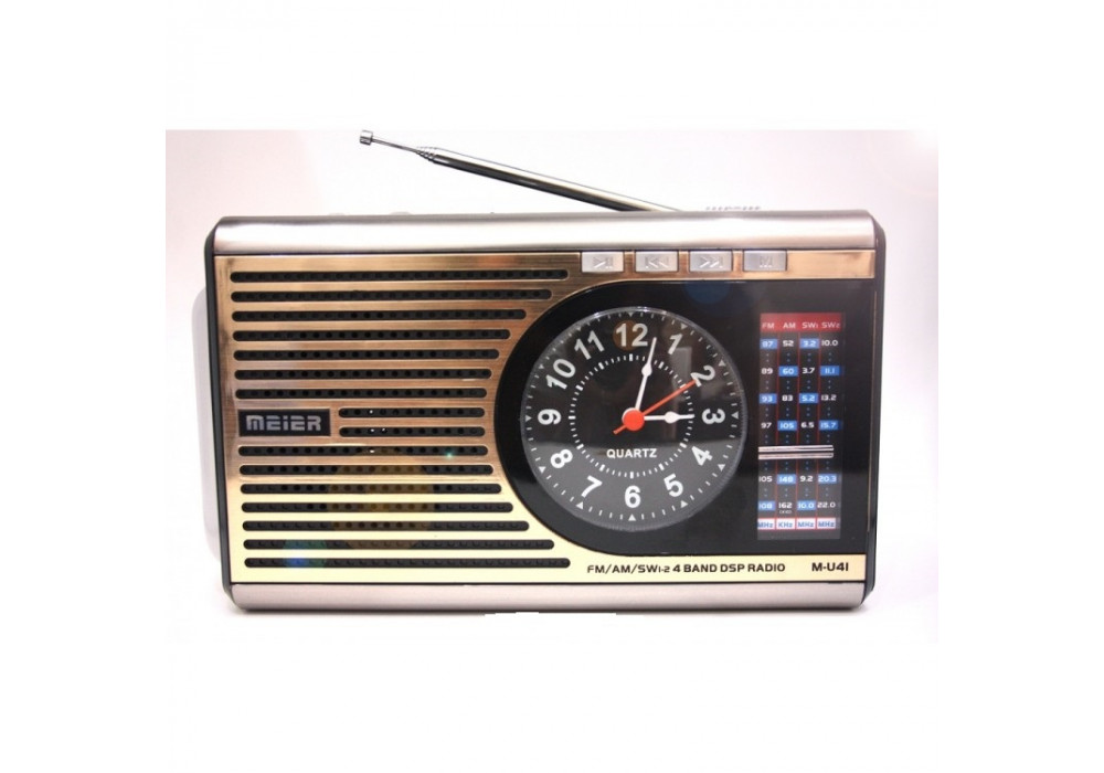 Радиоприемник M-U41 (АКБ+220+фон+часы USB)
