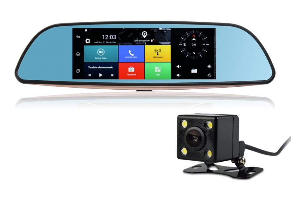 Видеорегистратор зеркало 2кам.D-30 Eplutus (GPS+Sim) 7"