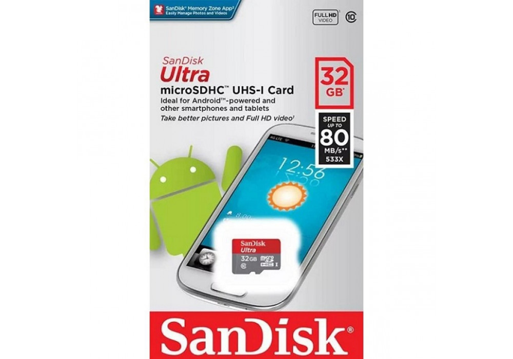 К.П. micro SD 32Gb SanDisk class10 100Mb/s Ultra Android UHS-1 б/а