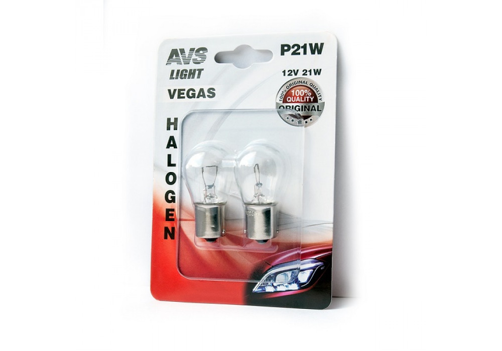 Лампа 12V P21W(BA15S)-2шт,AVS Vegas,A78475S