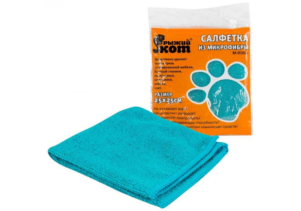 Салфетка микрофиб.25*25см,M-01Eco,310291 Рыжий Кот