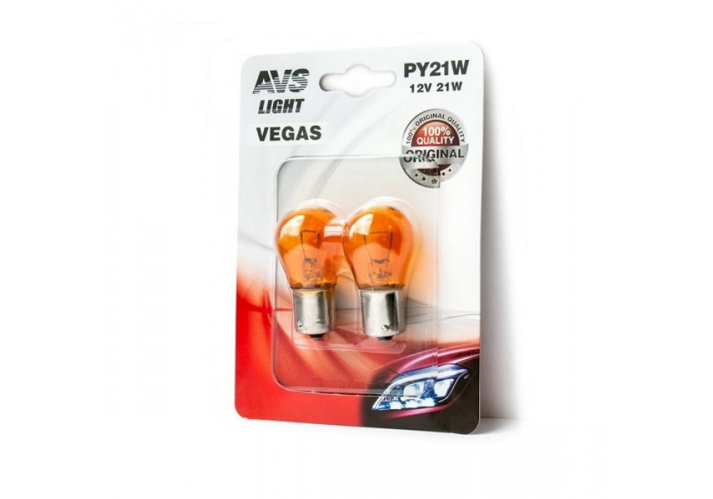Лампа 12V PY21W(BAU15S) orange-2шт,AVS Vegas A78476S