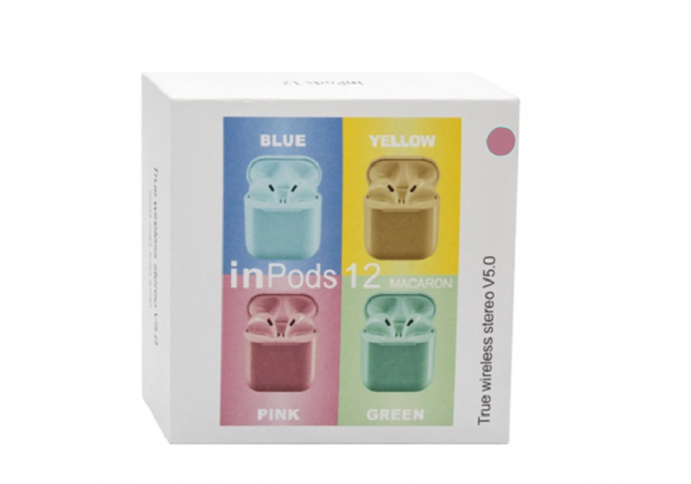 Наушники BT,InPods i12 CASE TWS,сенсор,розовый